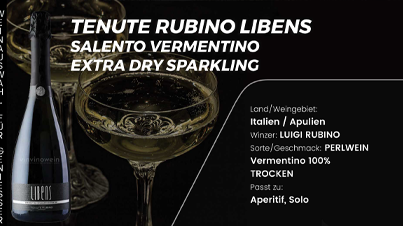 Tenute Rubino LIBENS Salento Vermentino Extra Dry Sparkling
